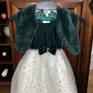 Green and white special occasion dress 3T